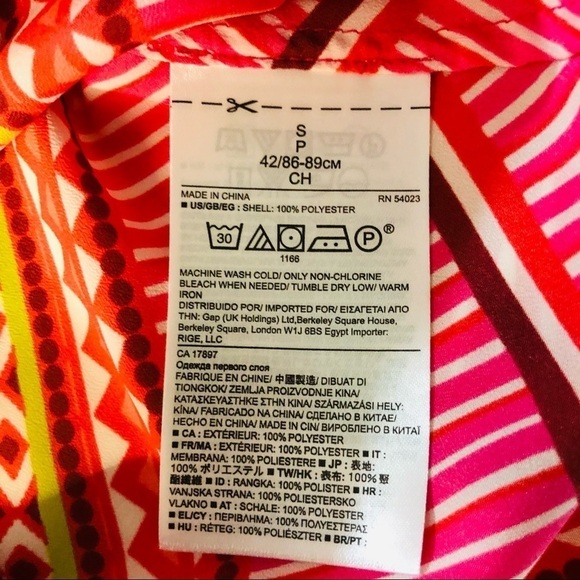 BANANA REPUBLIC-WOMENS PINK/MAUVE ABSTRACT PATTERN TOP WITH FLUTTER SLEEVES - Picture 11 of 12